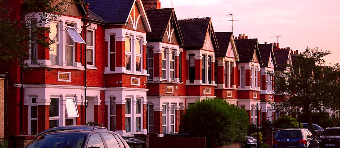 A row of English brick houses