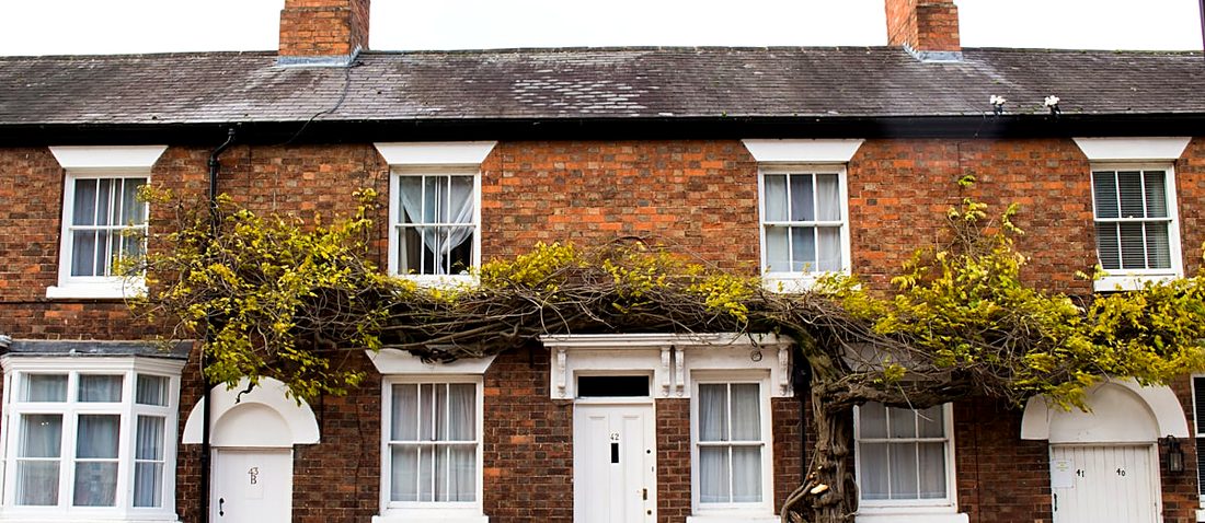 A row of English brick houses