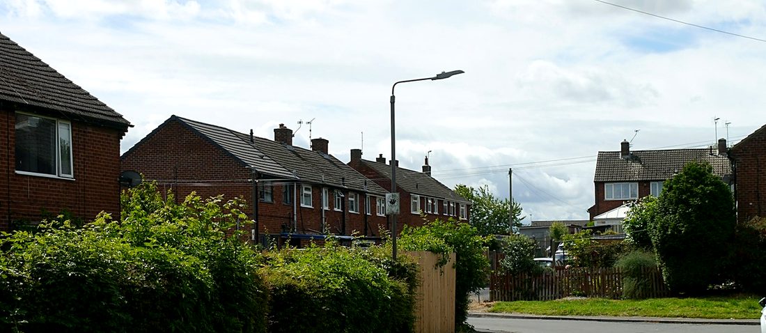 A row of English brick houses
