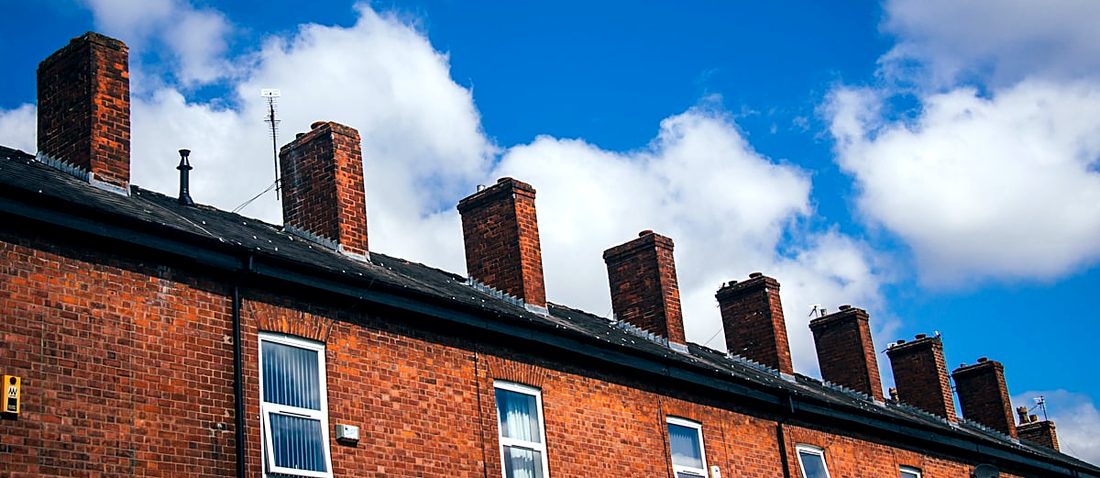 A row of English brick houses