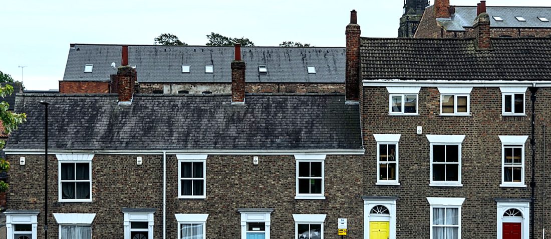 A row of English brick houses